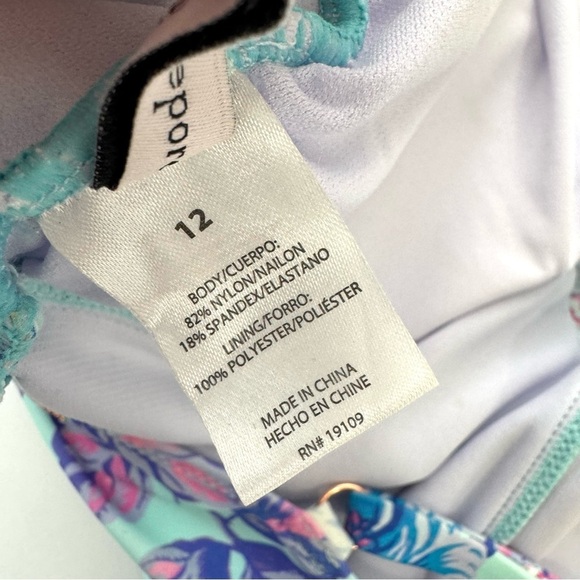 Nanette Lepore Women's Sz 12 Blue Floral Tankini Swimsuit Top Coastal Beachy EUC - Picture 7 of 10